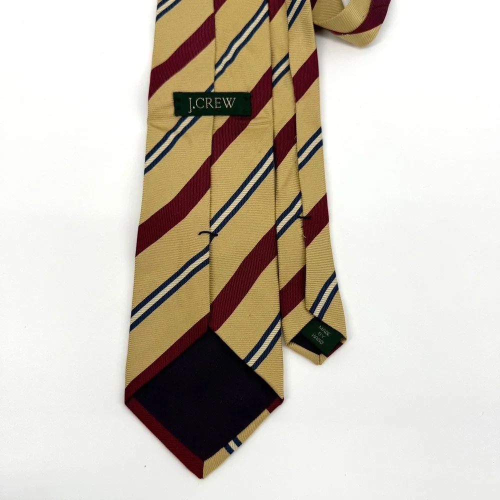 J. Crew Silk Yellow Blue Stripe Men Neck Tie Made USA Career Professional Preppy